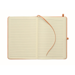 Libreta de tapa rígida de piel sintética reciclada A5 hojas a rayas color naranja sexta vista