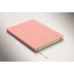 Libreta de tapa rígida de piel sintética reciclada A5 hojas a rayas color rosa vista fotografía tercera vista