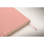 Libreta de tapa rígida de piel sintética reciclada A5 hojas a rayas color rosa vista fotografía cuarta vista