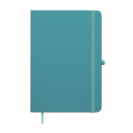 Libreta de tapa rígida de piel sintética reciclada A5 hojas a rayas color turquesa segunda vista