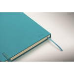Libreta de tapa rígida de piel sintética reciclada A5 hojas a rayas color turquesa vista fotografía cuarta vista