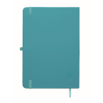 Libreta de tapa rígida de piel sintética reciclada A5 hojas a rayas color turquesa quinta vista