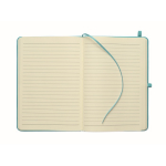 Libreta de tapa rígida de piel sintética reciclada A5 hojas a rayas color turquesa sexta vista