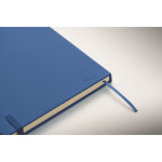 Libreta de tapa rígida de piel sintética reciclada A5 hojas a rayas color azul real vista fotografía cuarta vista