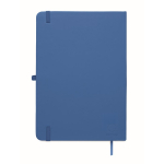 Libreta de tapa rígida de piel sintética reciclada A5 hojas a rayas color azul real quinta vista