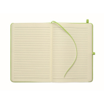 Libreta de tapa rígida de piel sintética reciclada A5 hojas a rayas color verde lima sexta vista