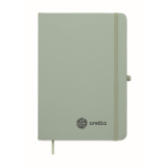 Libreta de tapa rígida de piel sintética reciclada A5 hojas a rayas color verde menta vista principal segunda vista