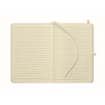 Libreta de tapa rígida de piel sintética reciclada A5 hojas a rayas color blanco roto sexta vista