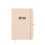 Libreta de tapa rígida de piel sintética reciclada A5 hojas a rayas color blanco roto vista de impresión