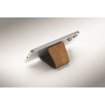 Soporte para móvil de madera de nogal y álamo para mesa color madera vista fotografía cuarta vista
