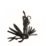 Navaja multiherramienta de aluminio y acero inox. 13 en 1 en funda color negro vista de impresión