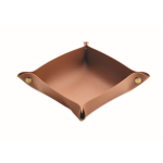 Bandeja plegable de PU con hebillas para llaves y artículos cotidianos color marrón