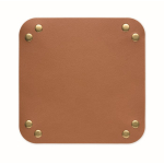 Bandeja plegable de PU con hebillas para llaves y artículos cotidianos color marrón quinta vista