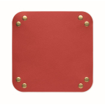 Bandeja plegable de PU con hebillas para llaves y artículos cotidianos color burdeos cuarta vista