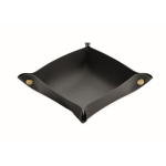 Bandeja plegable de PU con hebillas para llaves y artículos cotidianos color negro