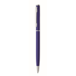 Bolígrafo de aluminio reciclado con clip cromado y tinta azul color azul