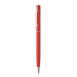 Bolígrafo de aluminio reciclado con clip cromado y tinta azul color rojo
