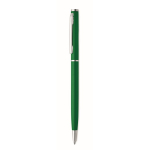 Bolígrafo de aluminio reciclado con clip cromado y tinta azul color verde