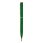 Bolígrafo de aluminio reciclado con clip cromado y tinta azul color verde cuarta vista