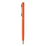 Bolígrafo de aluminio reciclado con clip cromado y tinta azul color naranja cuarta vista