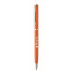 Bolígrafo de aluminio reciclado con clip cromado y tinta azul color naranja segunda vista principal