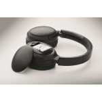 Auriculares inalámbricos plegables con micrófono y función manos libres color negro vista fotografía octava vista
