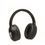 Auriculares inalámbricos plegables con micrófono y función manos libres color negro vista de impresión