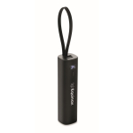 Powerbank de aluminio reciclado con indicador de batería y cable 5.000mAh color negro vista principal