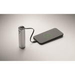 Powerbank de aluminio reciclado con indicador de batería y cable 5.000mAh color plateado mate sexta vista
