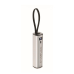 Powerbank de aluminio reciclado con indicador de batería y cable 5.000mAh color plateado mate vista de impresión