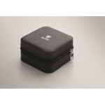 Joyero de viaje en PU y terciopelo con 3 compartimentos y cremallera color negro vista principal