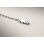 Llavero de aluminio con cable 5 en 1 y diferentes entradas de carga color plateado