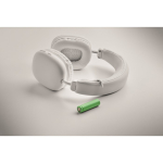 Auriculares inalámbricos de diadema con manos libres y recargable color blanco vista fotografía septima vista