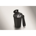 Vaso térmico de acero inox. reciclado con asa y sistema antifugas 400ml color negro vista fotografía segunda vista