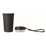 Vaso térmico de acero inox. reciclado con asa y sistema antifugas 400ml color negro sexta vista