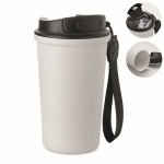 Vaso térmico de acero inox. reciclado con asa y sistema antifugas 400ml color blanco