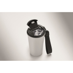 Vaso térmico de acero inox. reciclado con asa y sistema antifugas 400ml color blanco vista fotografía segunda vista