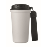 Vaso térmico de acero inox. reciclado con asa y sistema antifugas 400ml color blanco cuarta vista