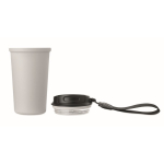 Vaso térmico de acero inox. reciclado con asa y sistema antifugas 400ml color blanco sexta vista