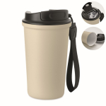 Vaso térmico de acero inox. reciclado con asa y sistema antifugas 400ml color beige