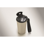 Vaso térmico de acero inox. reciclado con asa y sistema antifugas 400ml color beige vista fotografía segunda vista