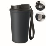 Vaso térmico de acero inox. reciclado con asa y sistema antifugas 400ml color azul marino