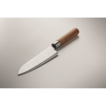 Cuchillo de chef de acero inoxidable y madera de haya con protección color plateado vista fotografía quinta vista