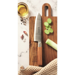 Cuchillo de chef de acero inoxidable y madera de haya con protección color plateado segunda vista bodegón principal