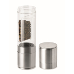 Molinillo para sal y pimienta en acero inox. y acrílico con doble tapa color plateado tercera vista