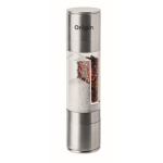 Molinillo para sal y pimienta en acero inox. y acrílico con doble tapa color plateado vista principal