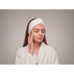 Banda ajustable de microfibra para el cabello para el cuidado facial color blanco vista fotografía