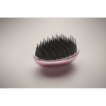 Cepillo de plástico y aluminio para cabello con función desenredante color rosa vista fotografía cuarta vista