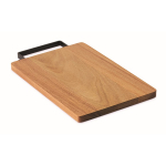 Tabla de cortar de madera de acacia con cómoda asa de acero inoxidable color madera