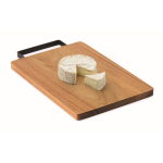 Tabla de cortar de madera de acacia con cómoda asa de acero inoxidable color madera tercera vista